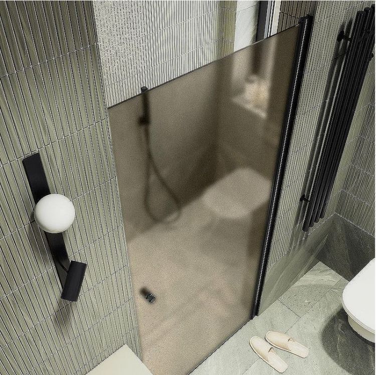 Душевая дверь Maybah Glass MGD-799-6 600x1980 на монопетле Черный стекло бронзовое матовое