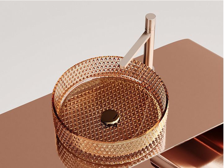 Умывальник CERAMICANOVA Cristal чаша накладная круглая (цвет бежевый) CN6058
