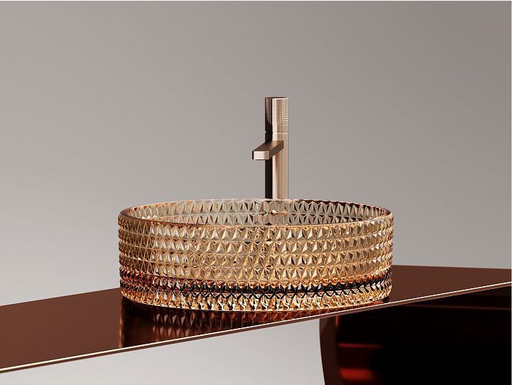 Умывальник CERAMICANOVA Cristal чаша накладная круглая (цвет бежевый) CN6058 Умывальник CERAMICANOVA Cristal чаша накладная круглая (цвет бежевый) CN6058