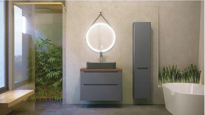 Тумба под раковину Jorno Wood 80 wood.01.80/P/GR подвесная Серая