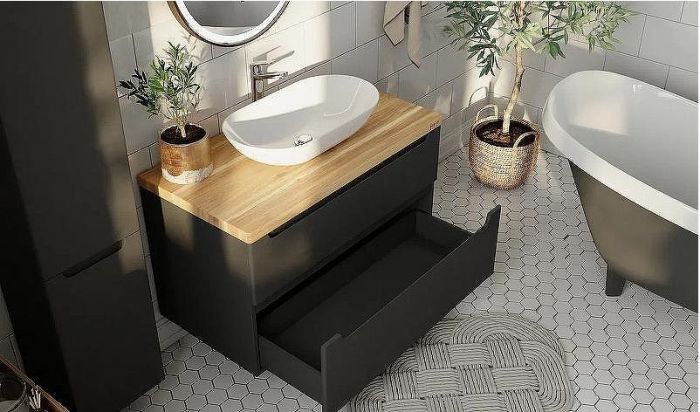 Тумба под раковину Jorno Wood 80 wood.01.80/P/GR подвесная Серая