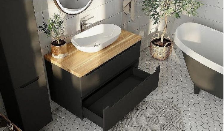 Тумба под раковину Jorno Wood 80 wood.01.80/P/GR подвесная Серая