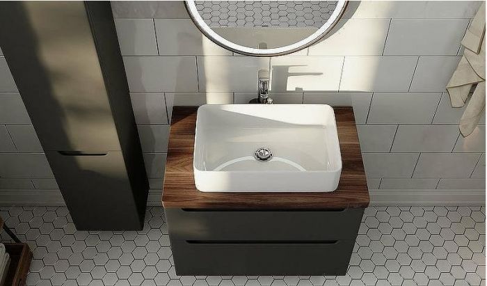 Тумба под раковину Jorno Wood 80 wood.01.80/P/GR подвесная Серая