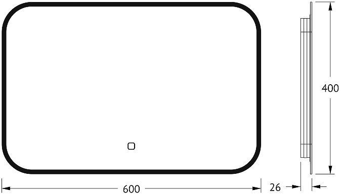 Зеркало Defesto Aura 60х40 DF 2972SH с подсветкой 17W-3000K/Сенсорный выключатель/Теплый белый свет/Черная рама
