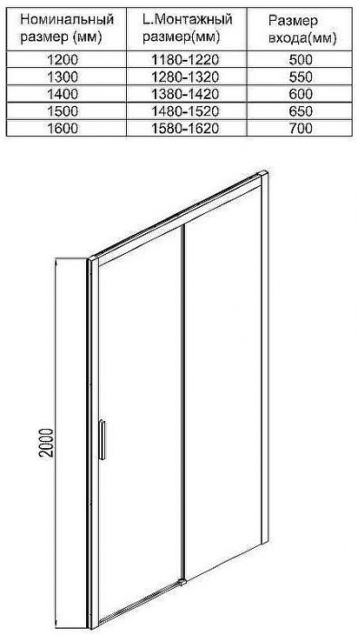 Душевая дверь Aquanet Pleasure AE60-N-160H200U-BT 160 273600 профиль Черный матовый стекло прозрачное