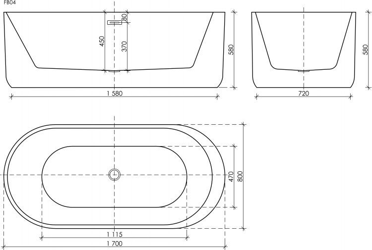 Ванна SANCOS Fiori акриловая отдельностоящая, белый 1700x800x580мм, FB04 Ванна SANCOS Fiori акриловая отдельностоящая, белый 1700x800x580мм, FB04