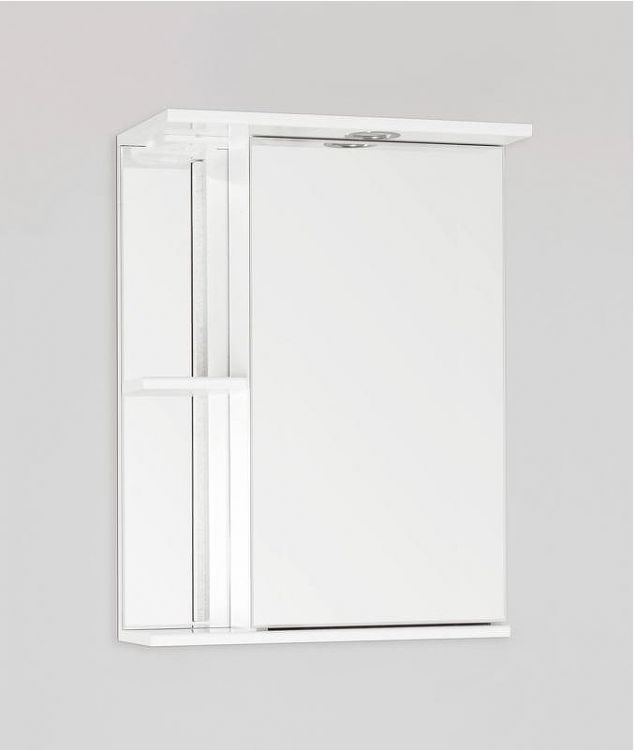 Зеркальный шкаф Style Line Эко стандарт Николь 50 С с подсветкой Белый глянец