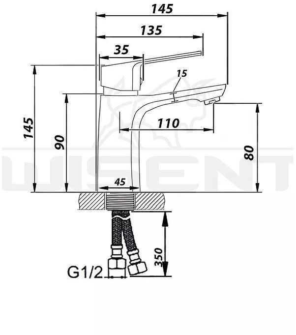 Смеситель для раковины Wisent WP10153 цвет Хром