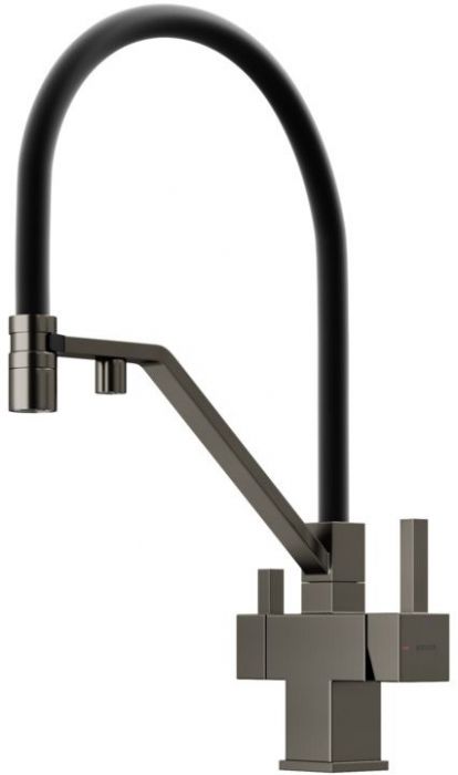 Смеситель для кухни Sancos Loro с гибким изливом, цвет вороненая сталь/черный, SC4007GG