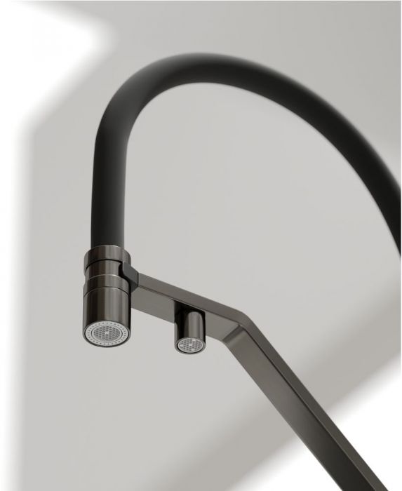 Смеситель для кухни Sancos Loro с гибким изливом, цвет вороненая сталь/черный, SC4007GG