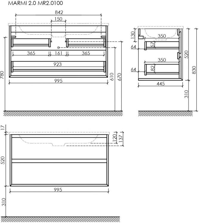 Тумба подвесная SANCOS под раковину Marmi 2.0, дуб галифакс натуральный 995х445х520, MR2.0100EG Тумба подвесная SANCOS под раковину Marmi 2.0, дуб галифакс натуральный 995х445х520, MR2.0100EG