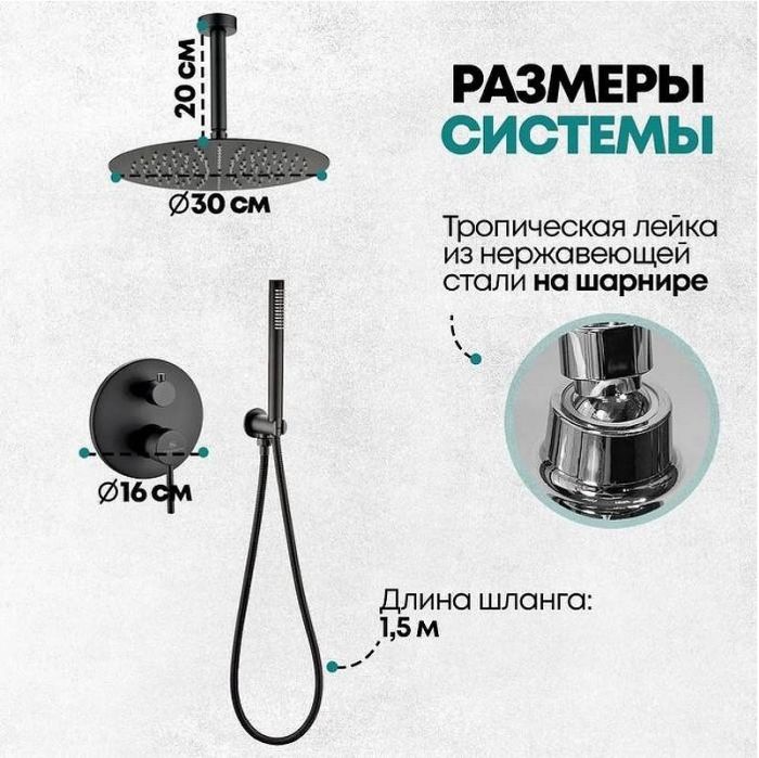 Душевая система Grocenberg GB5099BL-4 Черная матовая