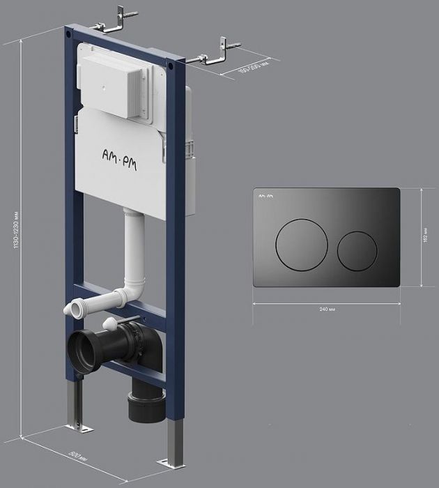 Инсталляция AM.PM PrimeFit I012709.0138 для унитаза с Черной матовой клавишей смыва