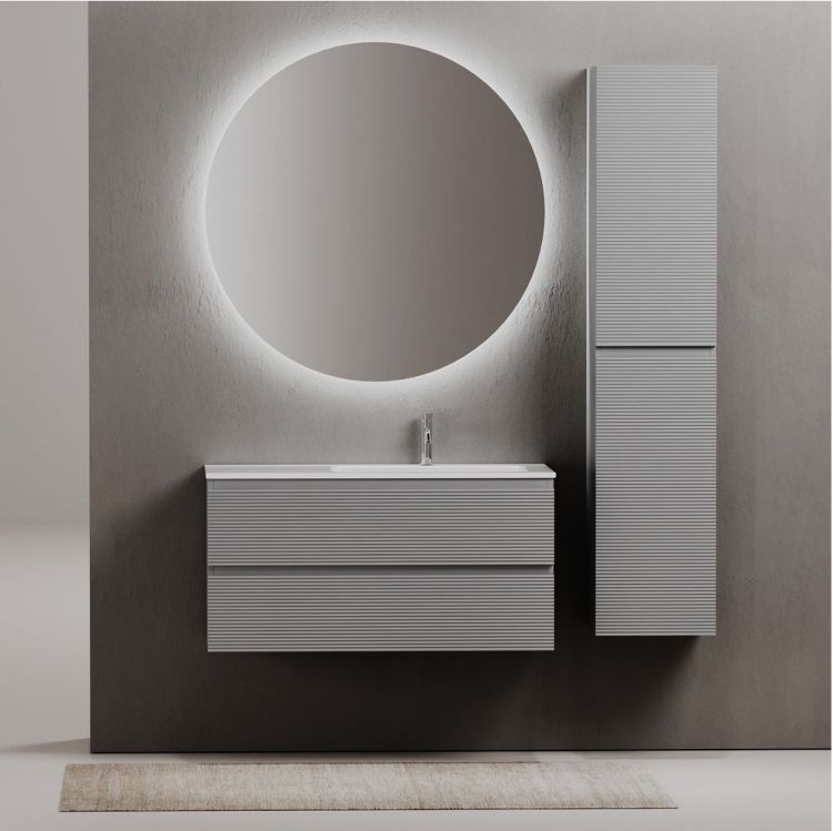 Тумба подвесная SANCOS под раковину правая Folk, Ergraut soft 995х445х500, FL100RES