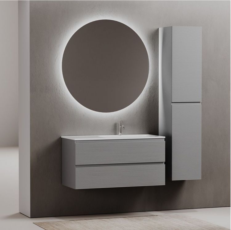 Тумба подвесная SANCOS под раковину правая Folk, Ergraut soft 995х445х500, FL100RES