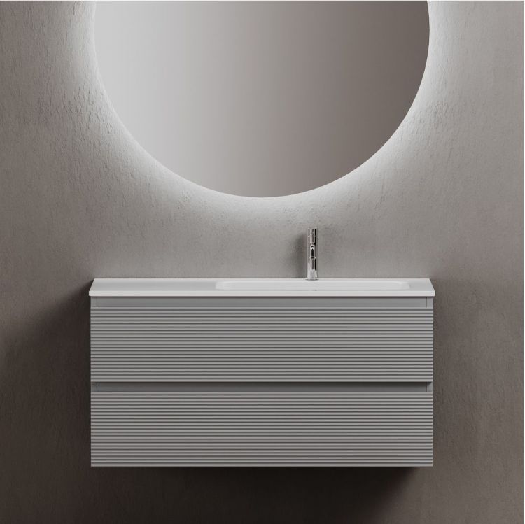 Тумба подвесная SANCOS под раковину правая Folk, Ergraut soft 995х445х500, FL100RES