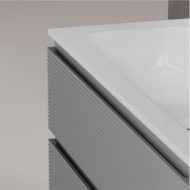 Тумба подвесная SANCOS под раковину правая Folk, Ergraut soft 995х445х500, FL100RES