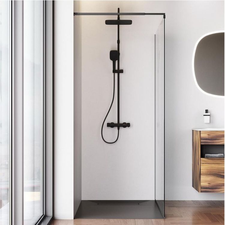 Душевая перегородка AM.PM Func 110 W84WI-110-F1-BTE профиль Черный стекло прозрачное