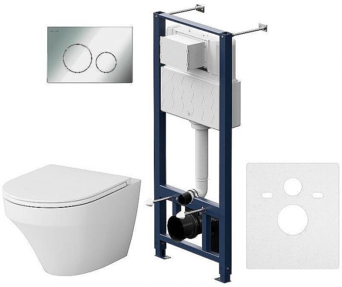 Комплект унитаза с инсталляцией AM.PM Inspire FlashClean IS49051.501700 с сиденьем Микролифт и клавишей смыва Хром