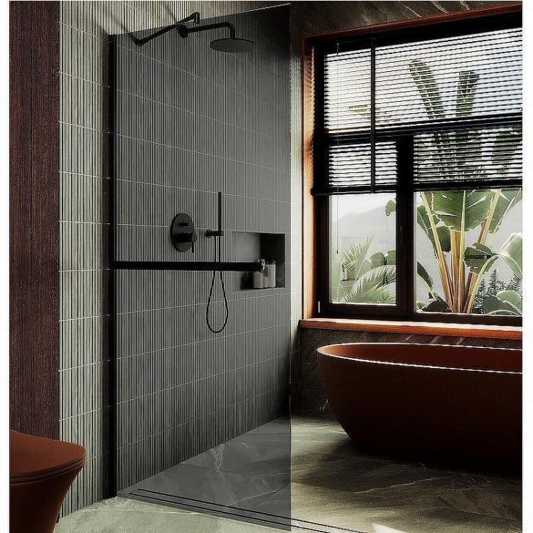 Душевая перегородка Maybah Glass MGD-735-6ш 890x1950 в широком профиле Черный стекло графитовое