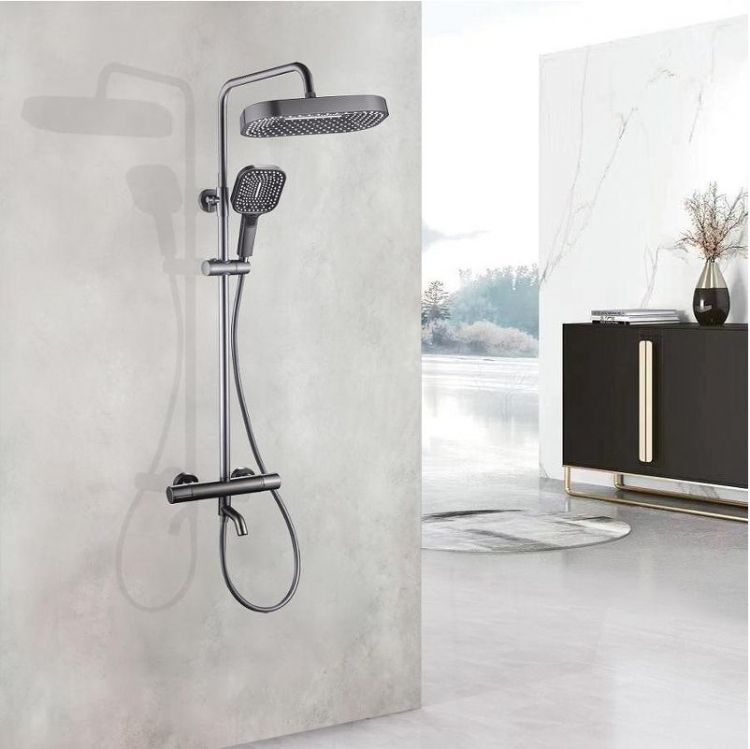 Душевая система ALMAes Deivon SDI-1836 с термостатом цвет Оружейная сталь