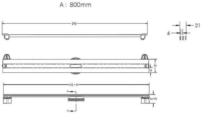 Душевой лоток Berges Super Slim 800 090154 с решеткой Хром матовый