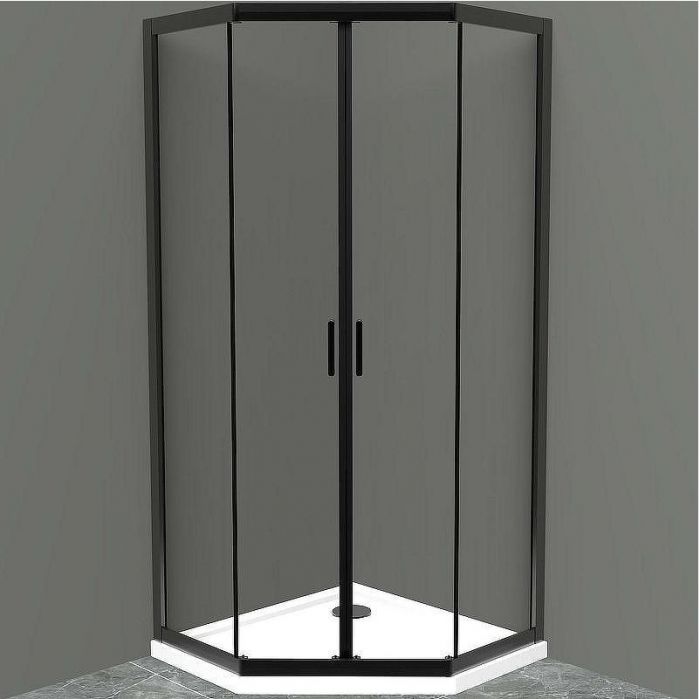 Душевой уголок BelBagno Uno 90х90 UNO-195-P-2-90-C-NERO профиль Черный матовый стекло прозрачное