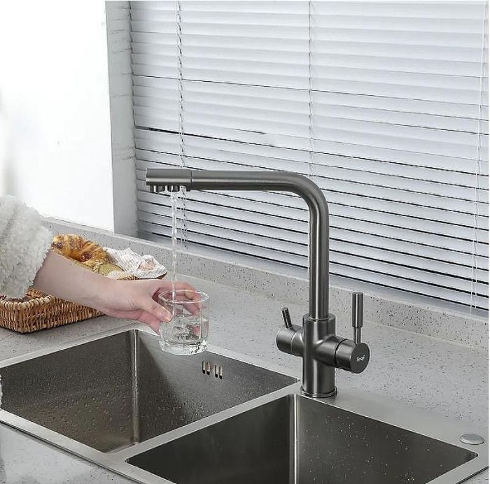 Смеситель для кухни Frap H52 F4352-9 Оружейная сталь