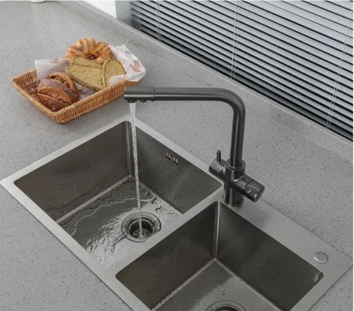 Смеситель для кухни Frap H52 F4352-9 Оружейная сталь