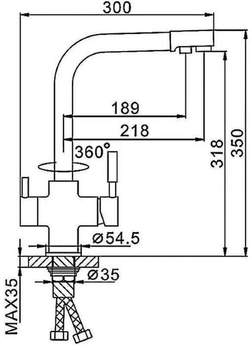 Смеситель для кухни Frap H52 F4352-9 Оружейная сталь