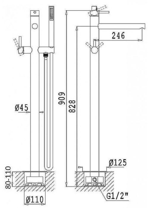 Смеситель для ванны Cezares Czr CZR-B-VDP-03 Золото