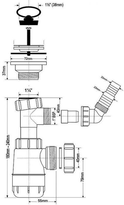 Сифон для раковины McAlpine MRW240WM цвет Белый