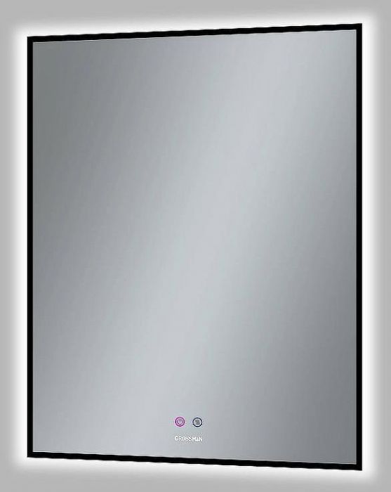 Зеркало Grossman Pragma-норма Black 70 1870802 с подсветкой Черное с сенсорным выключателем и подогревом