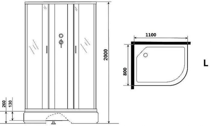 Душевая кабина Niagara Classic 110х80 L NG-33184-14LBK без гидромассажа