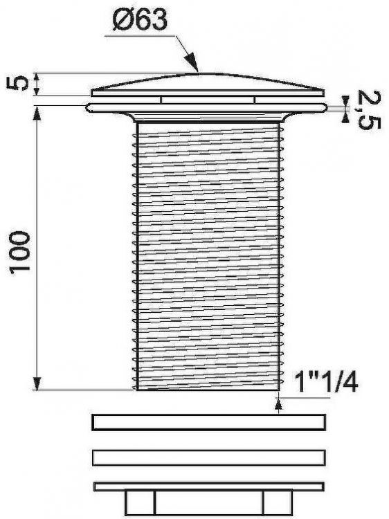 Донный клапан Wirquin Black touch Free Flow 30722856 Черный матовый