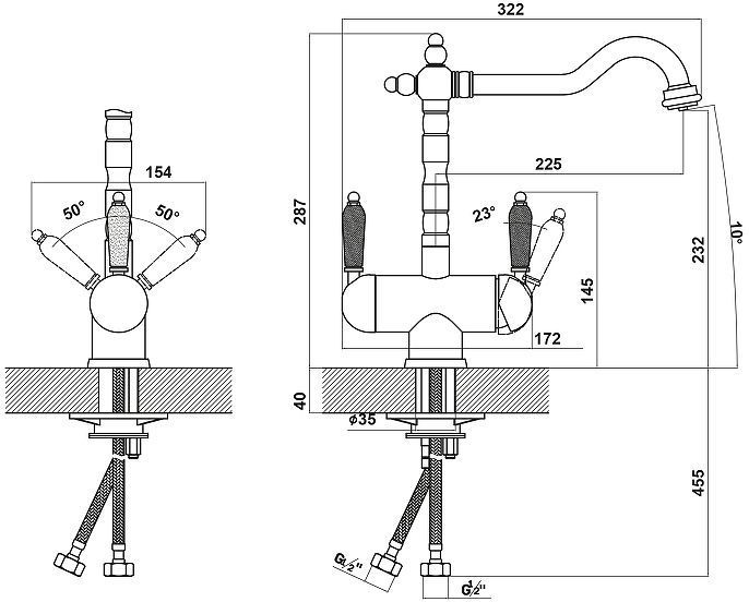 Смеситель для кухни Florentina Ария 333.21H.2113.201 цвет Жасмин
