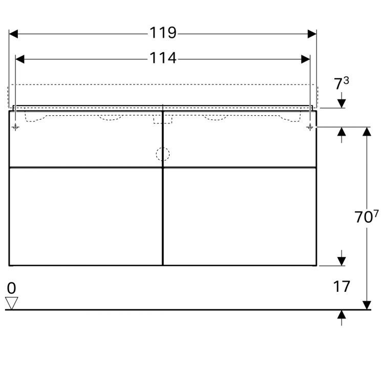 Тумба под раковину Geberit iCon, 119x48, белый глянец [840420000]