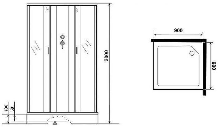 Душевая кабина Niagara Classic 90х90 NG-1101-14BKG с гидромассажем