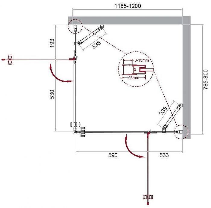 Душевой уголок BelBagno Kraft 120х80 KRAFT-AH-22-120/80-C-Cr-R профиль Хром стекло прозрачное
