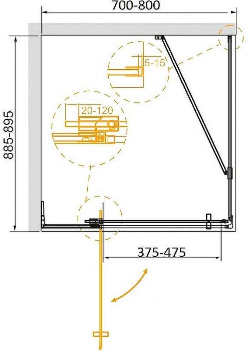 Душевой уголок Cezares Slider 80x90 SLIDER-AH-1-90-70/80-BR-Cr профиль Хром стекло бронзовое