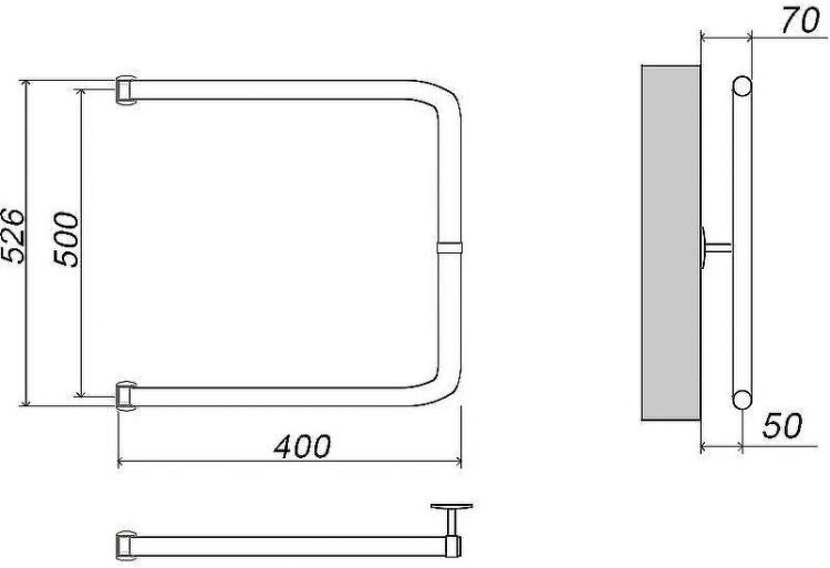 Водяной полотенцесушитель Grota Modesto 50х40 Хром