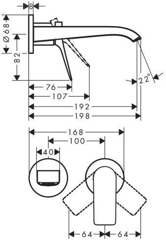 Hansgrohe Vivenis Смеситель для раковины настенный 195 , цвет: хром
