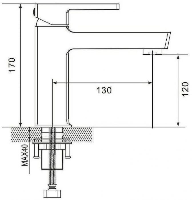 Смеситель для раковины Rose R18T R1801T-1 Оружейная сталь