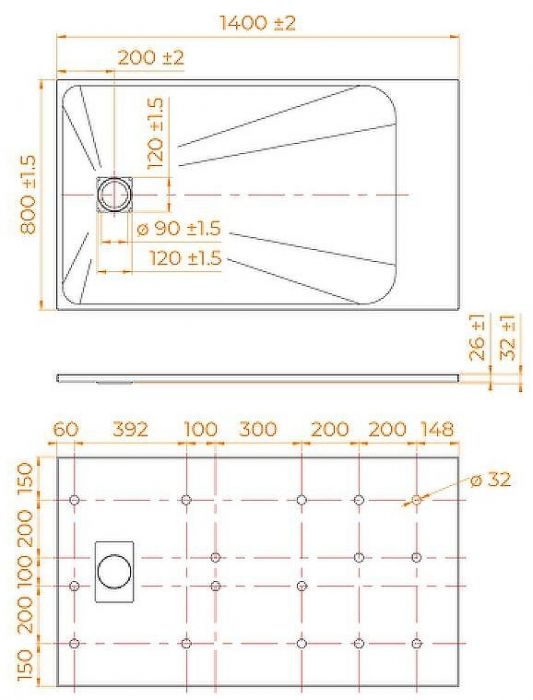 Душевой поддон из стеклопластика RGW TSS-W 140x80 553502814-01 Белый