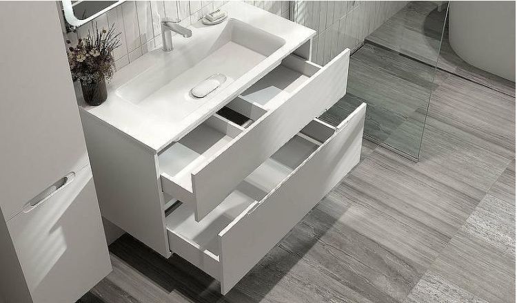 Тумба под раковину Jorno Modul 100 Mоl.01.97/P/W подвесная Белый глянец