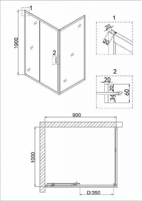 Душевой уголок Niagara Nova 90х100 NG-42-9AG-A100G профиль Холодное золото стекло прозрачное
