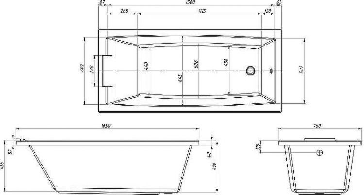 Акриловая ванна Marka One Aelita MG 165х75 01ае1675 без гидромассажа Акриловая ванна Marka One Aelita MG 165х75 01ае1675 без гидромассажа