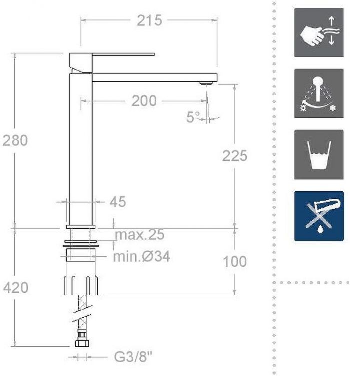 Смеситель для раковины Ramonsoler Kuatro NK 4910 Хром Смеситель для раковины Ramonsoler Kuatro NK 4910 Хром