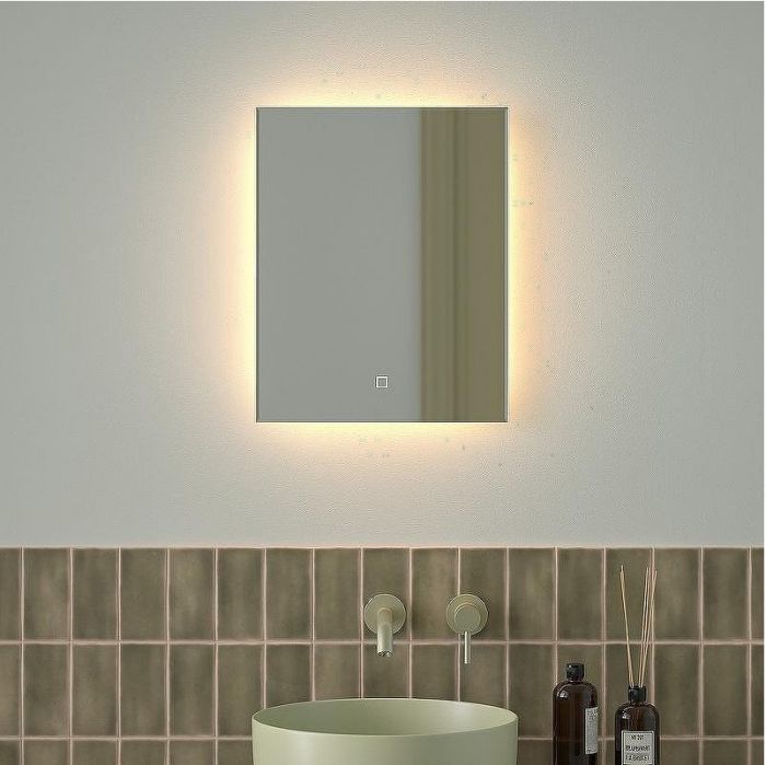 Зеркало Defesto Glow 40х50 DF 2511S с подсветкой 15W-3000К/с фацетом/Сенсорный - выключатель/Теплый белый свет