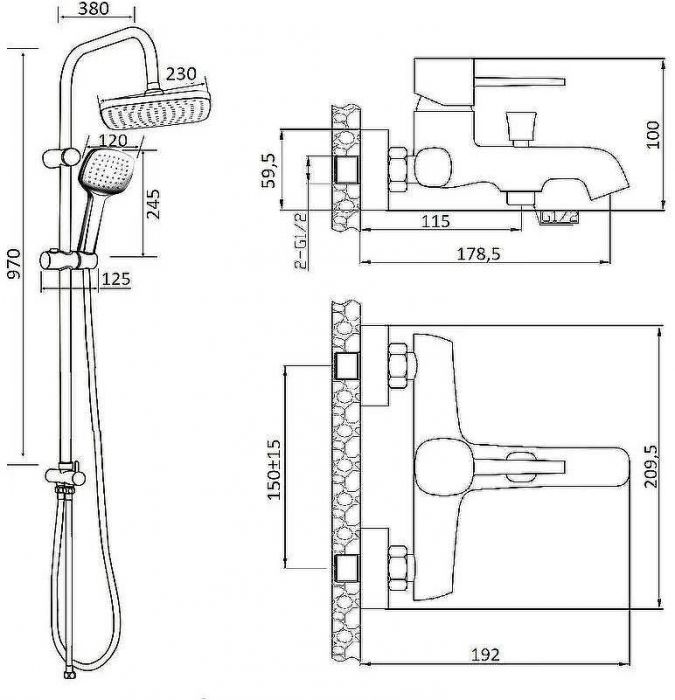 Душевая система Orange Karl M05-934b Черная